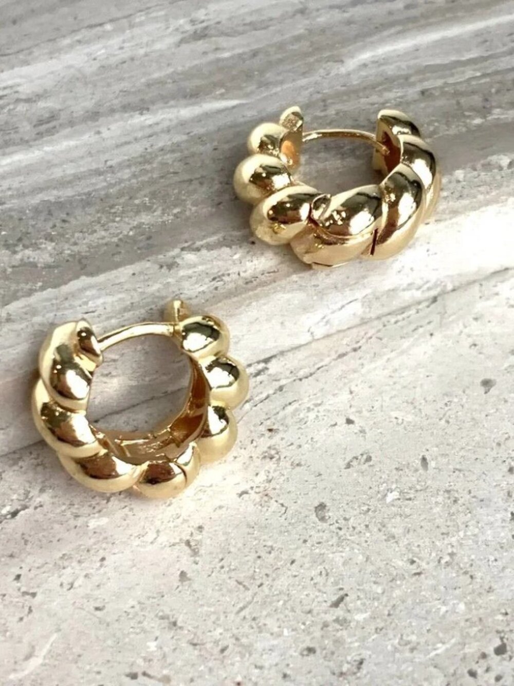 NEW Anthropologie Gold Twisted Huggie Hoop Earrings - Picture 7 of 7